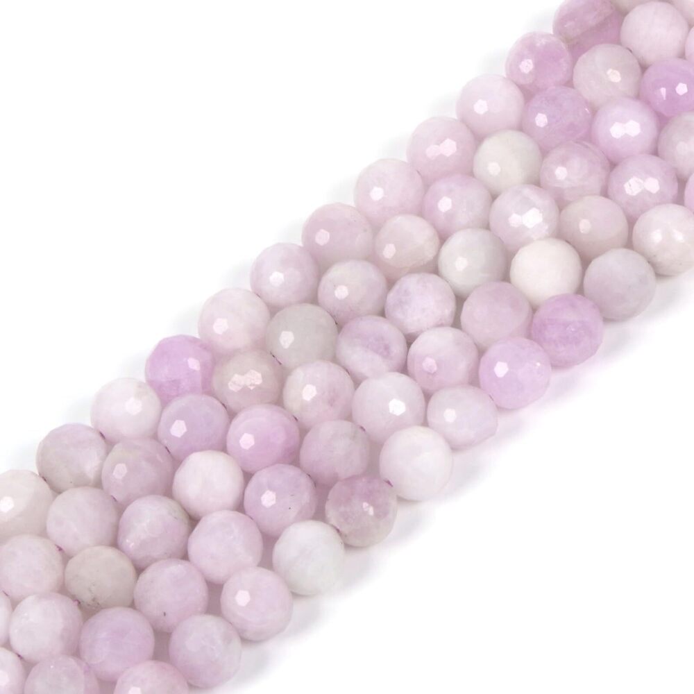 6359 Kunzite 8mm Gemstone Faceted Round Loose Strand Beads for DIY Necklace